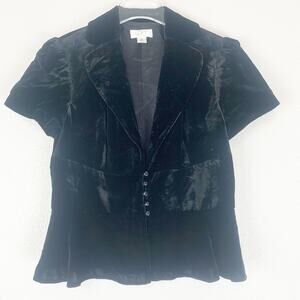 Vintage Ann Taylor LOFT Blazer Womens‎ 6P Velvet Black Whimsigoth